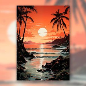Amanecer en la isla - Póster rígido