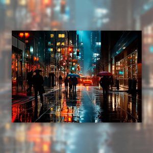 Lluvia en la gran ciudad - Póster rígido