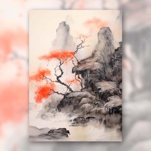 Naturaleza china en tinta - Póster rígido