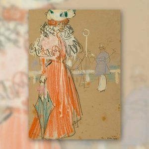 Figura femenina en rojo Ramón Casas