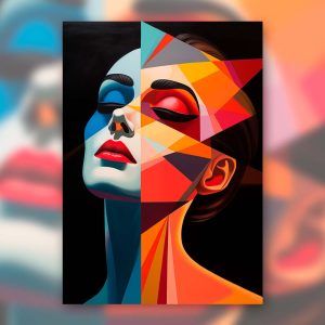 Retrato femenino geométrico - Póster rígido